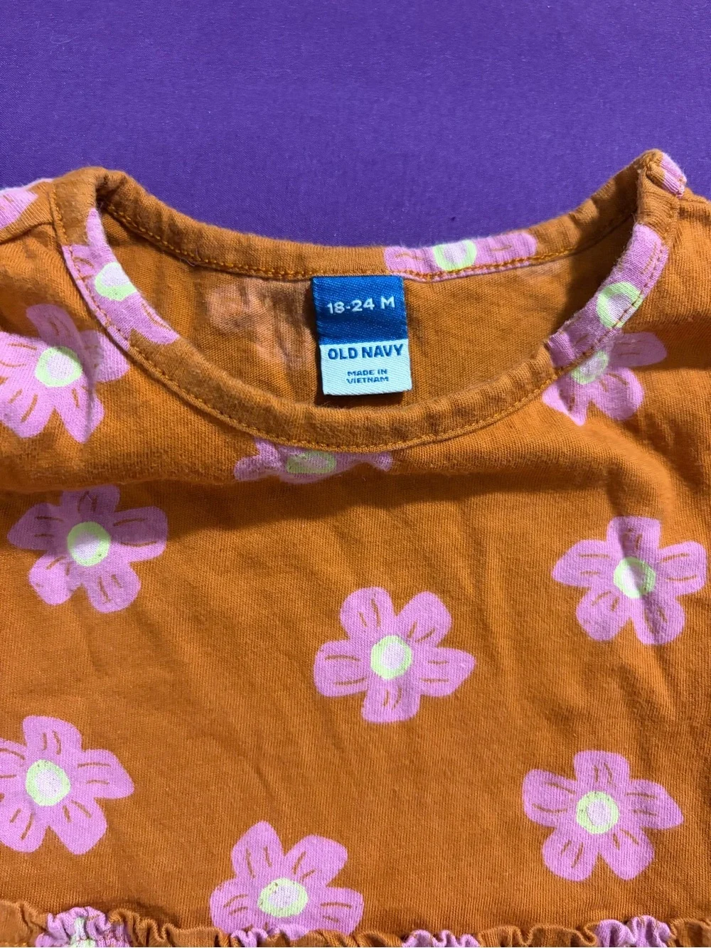 Old Navy Orange and Pink Floral Long Sleeve Dress